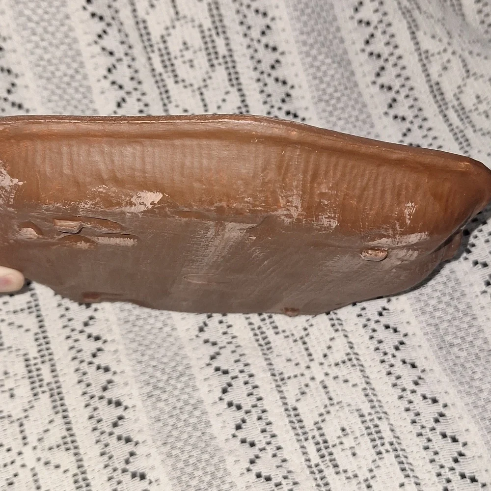 4 Seasons Faux Wood Syroco Carved Floral Tray Dish Multi Products Inc USA VTG
